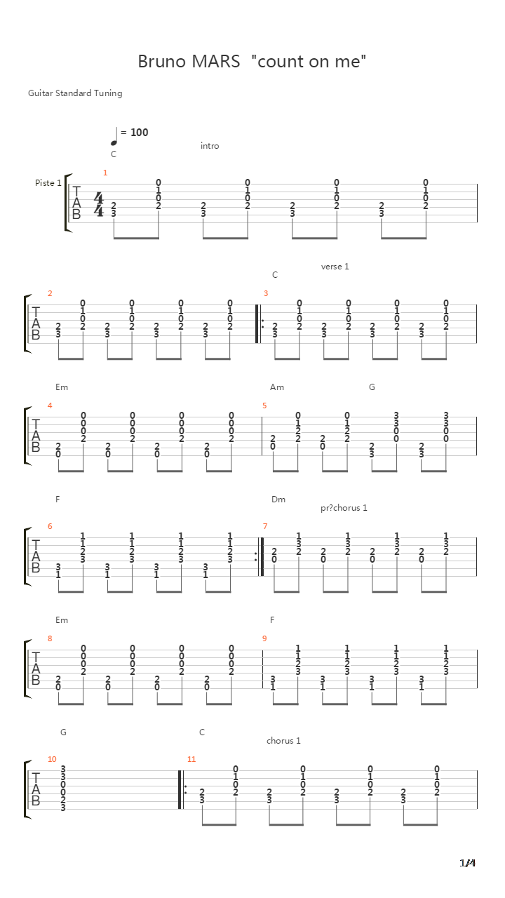 Count On Me吉他谱