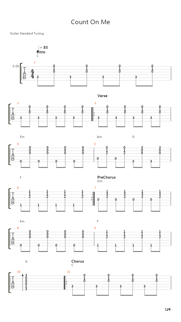 Count On Me吉他谱