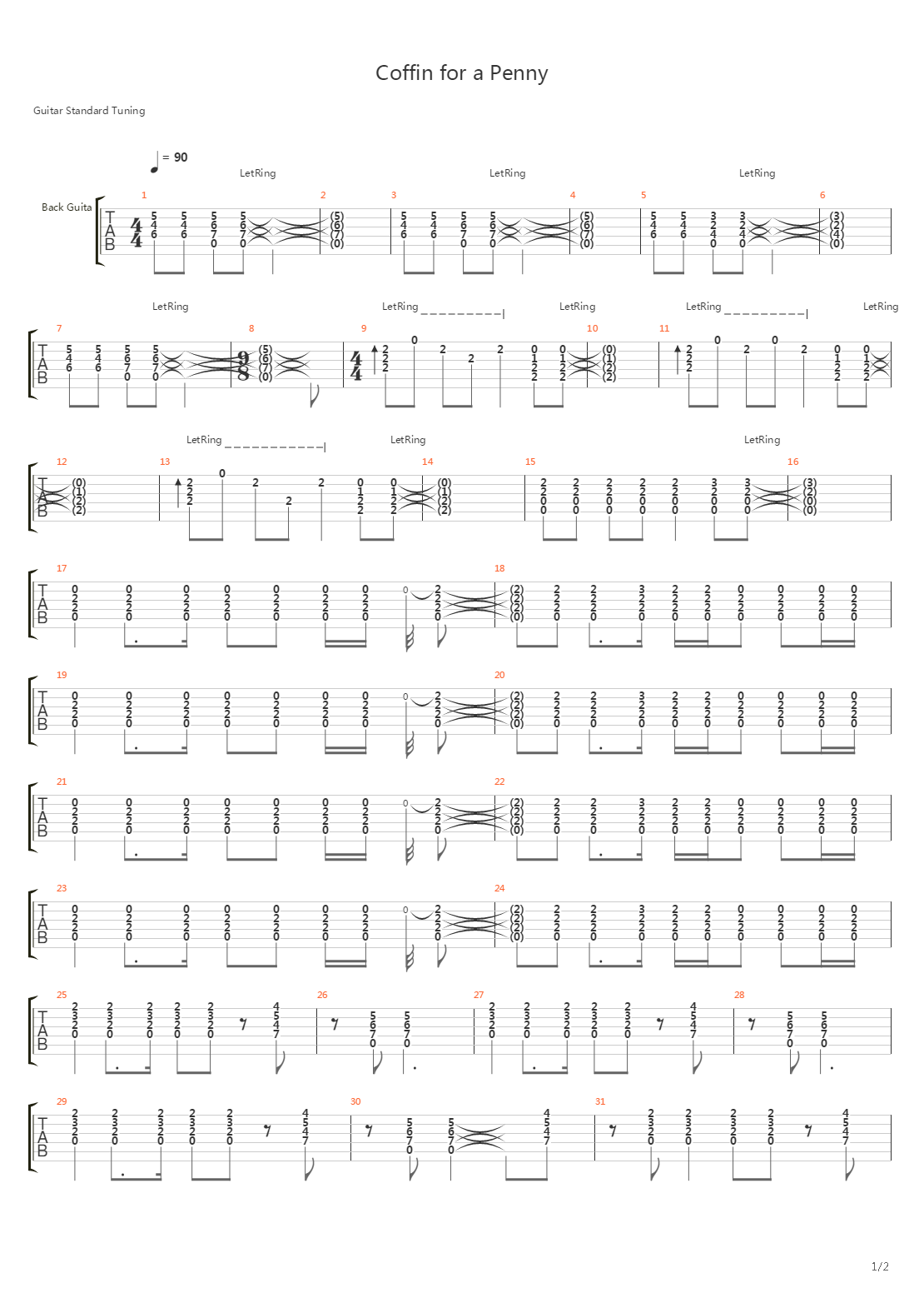Coffin For A Penny吉他谱