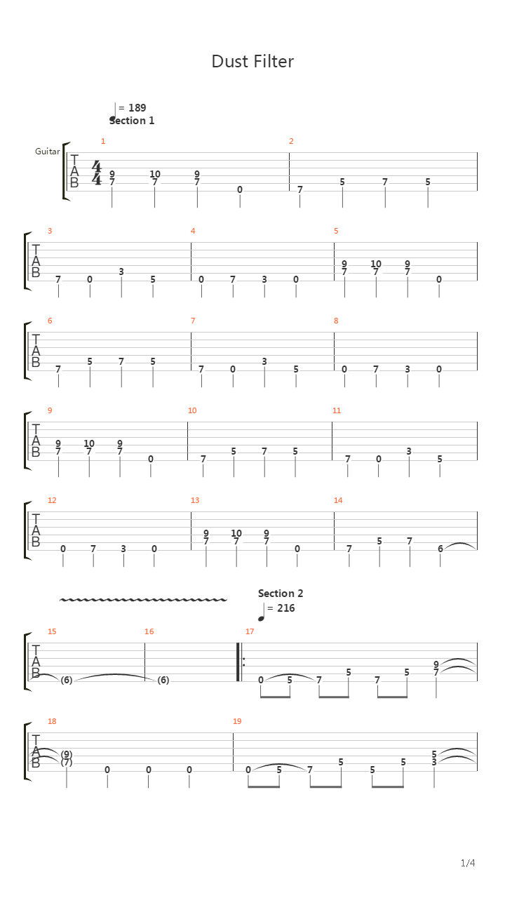 Dust Filter吉他谱