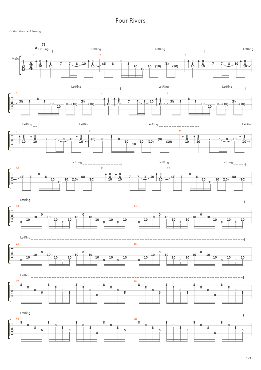 Four Rivers吉他谱