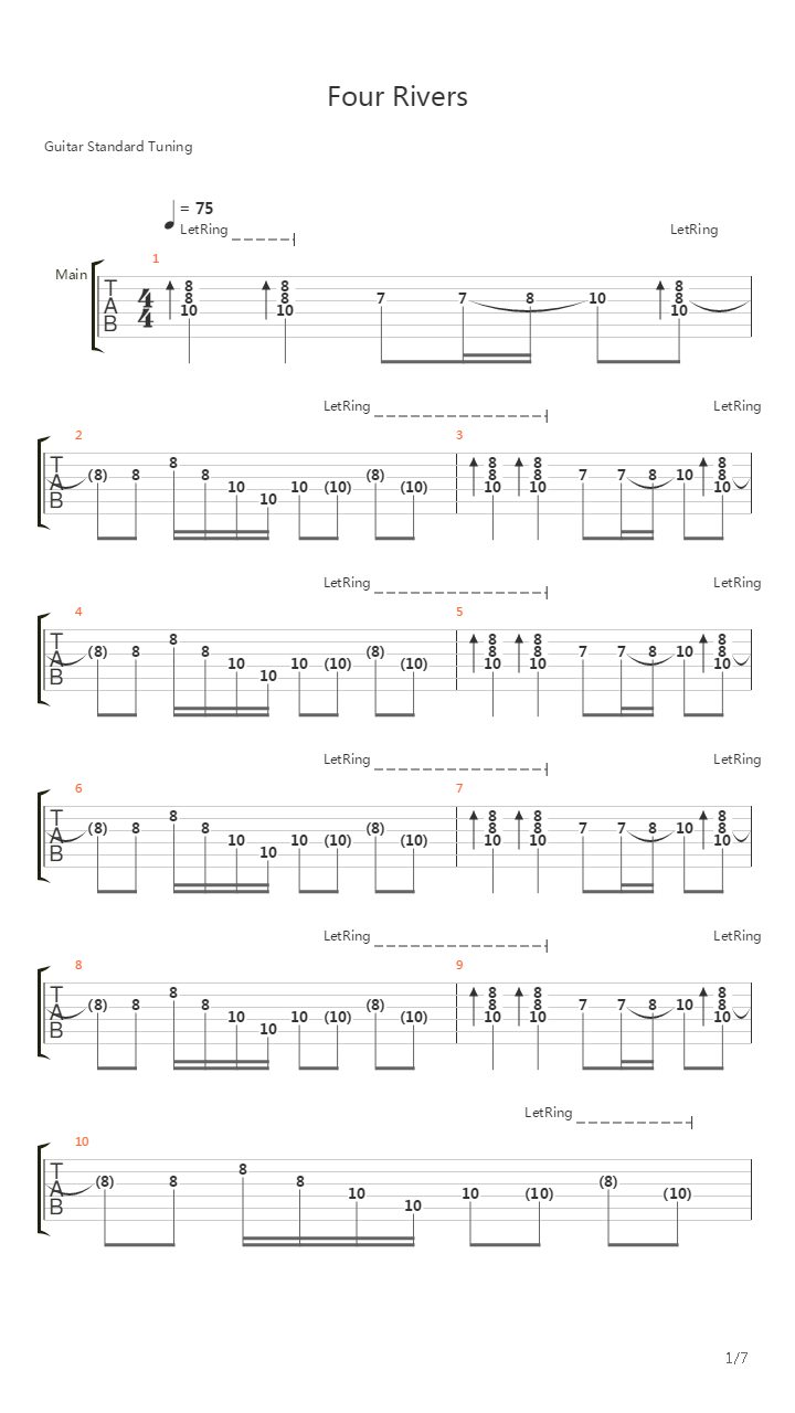 Four Rivers吉他谱