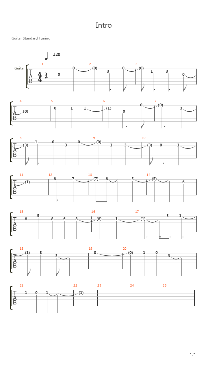 Intro吉他谱