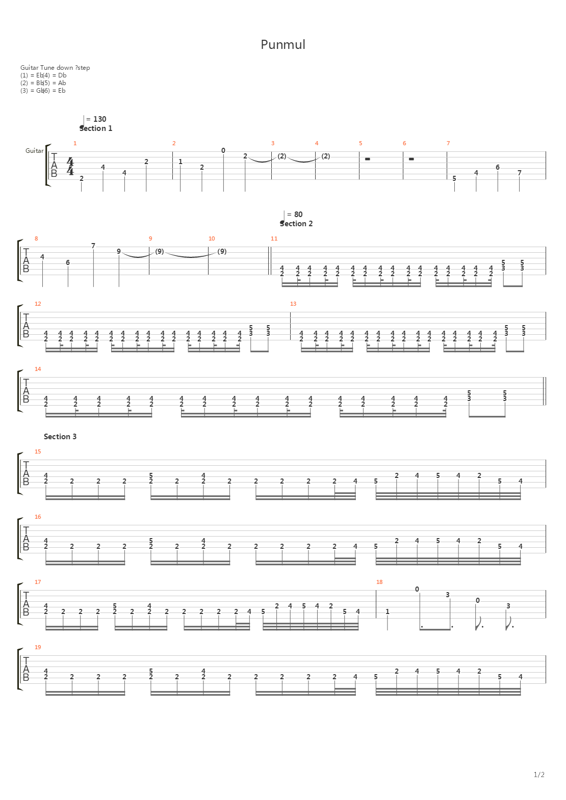 Punmul吉他谱