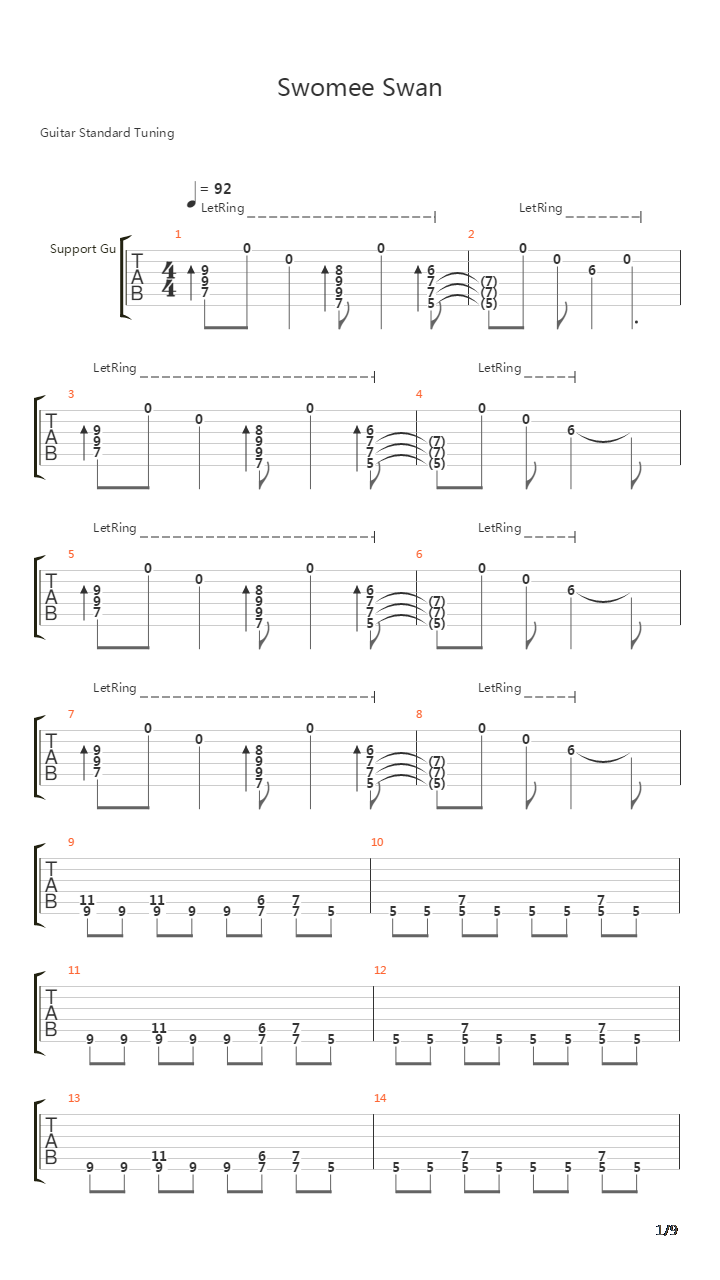 Swomee Swan吉他谱