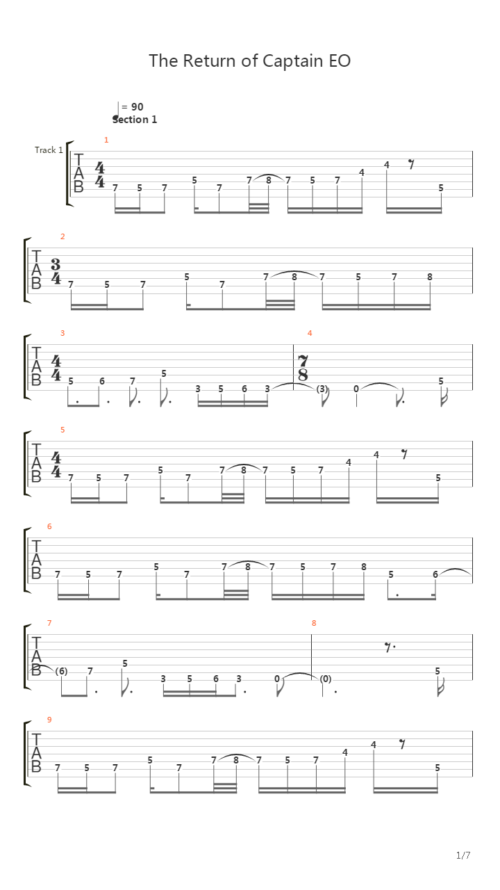 The Return Of Captain Eo吉他谱