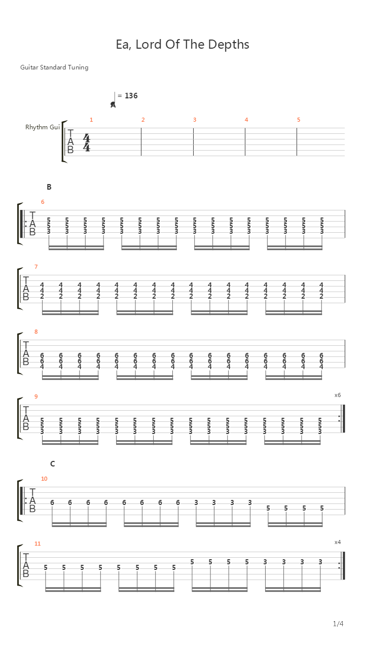 Ea Lord Of The Depths吉他谱