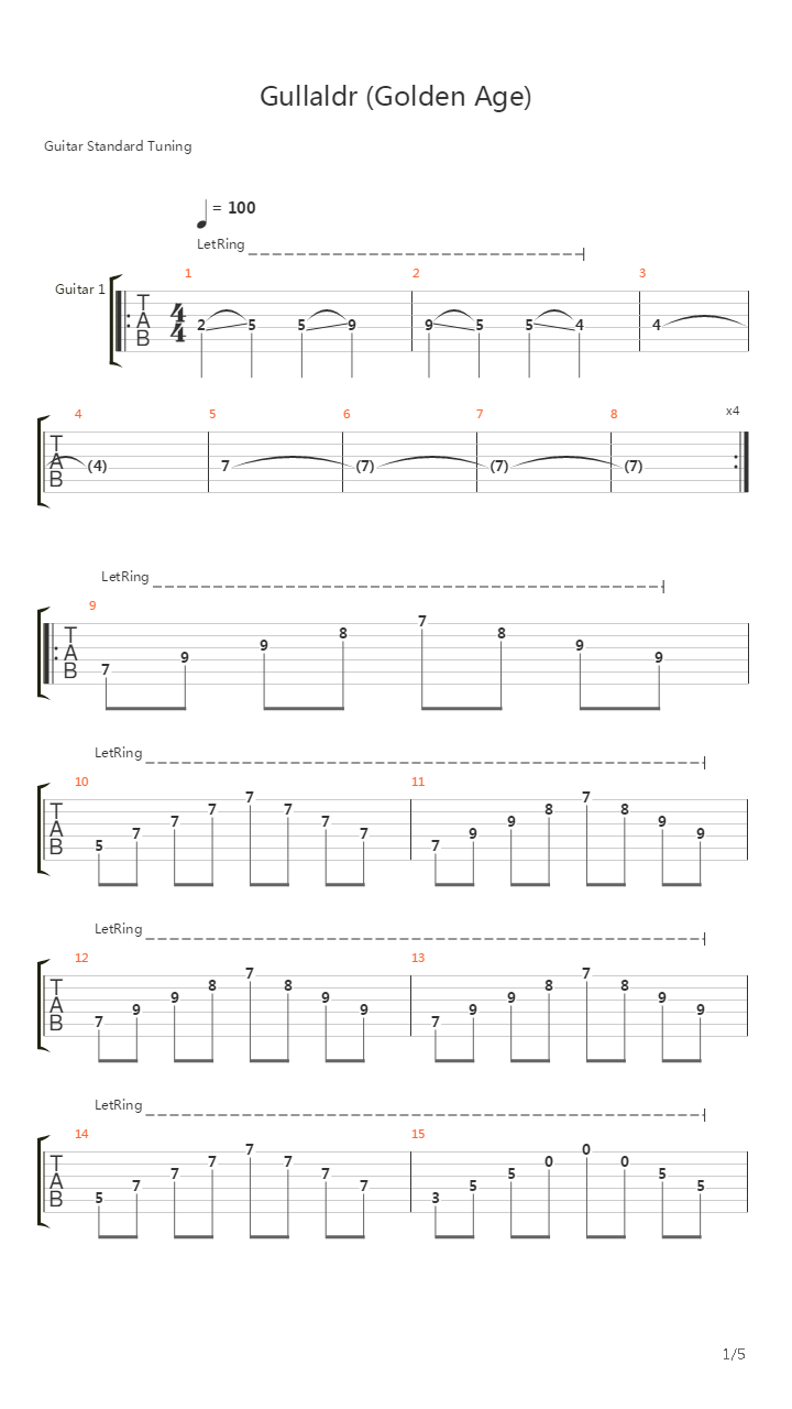 Gullaldr吉他谱