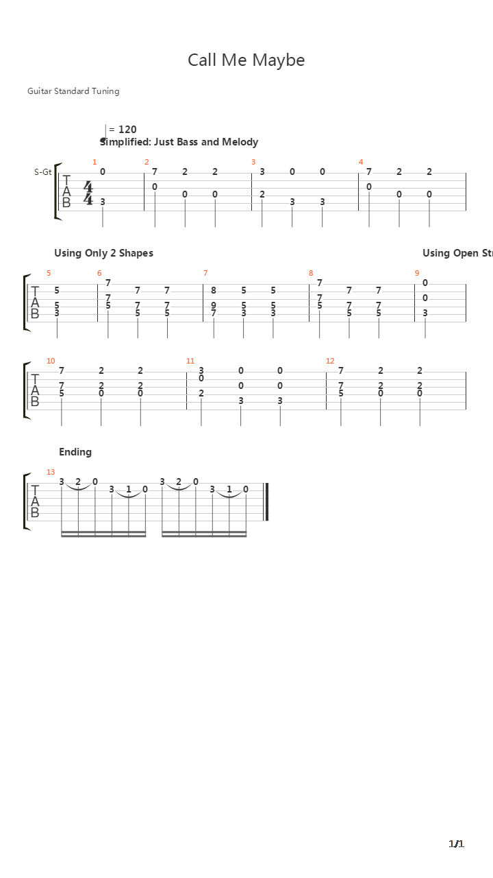 Call Me Maybe吉他谱