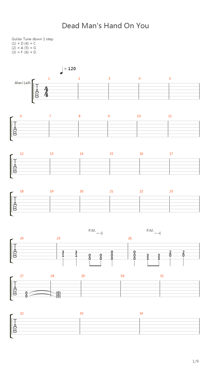 Dead Mans Hand On You吉他谱