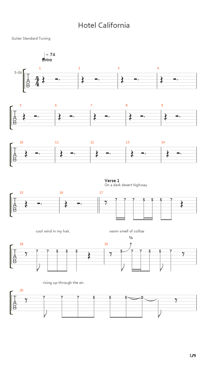 Hotel California吉他谱