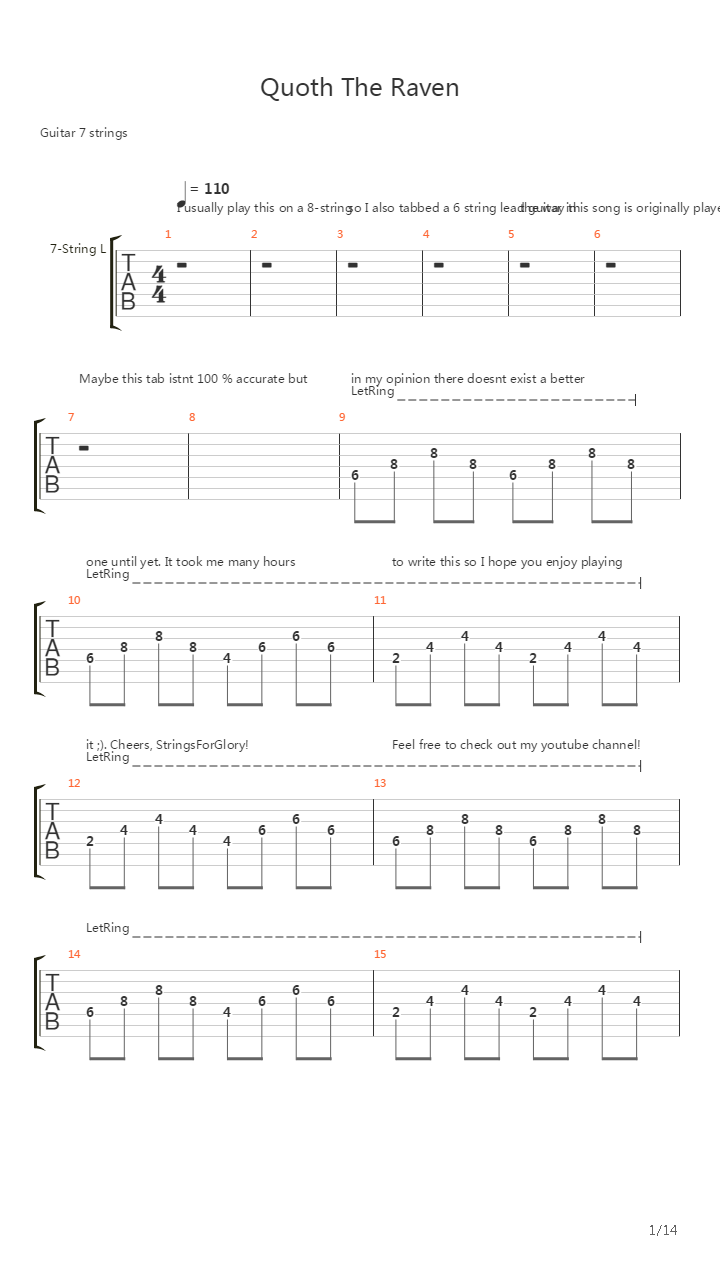 Quoth The Raven吉他谱