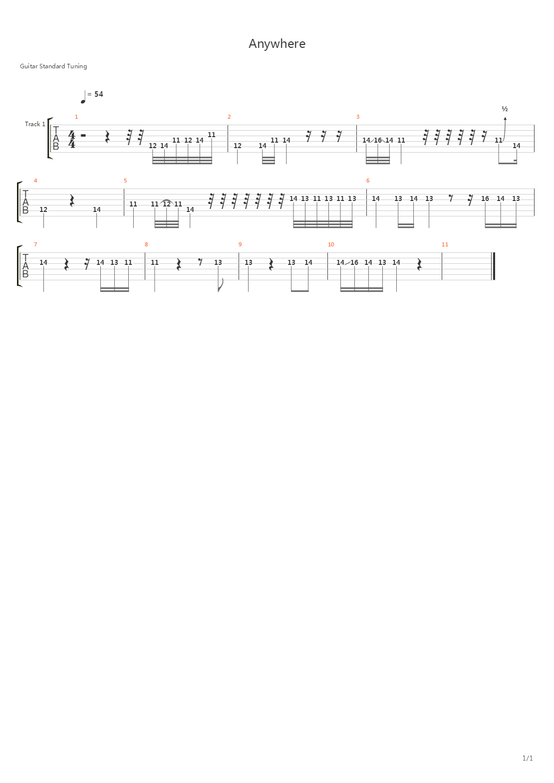 Anywhere吉他谱
