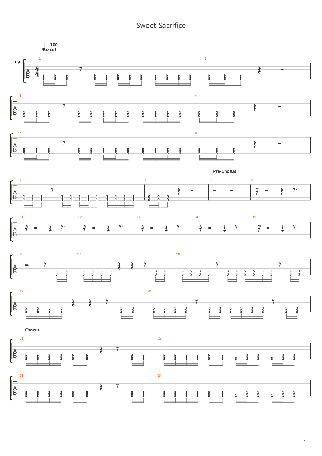 Sweet Sacrifice吉他谱