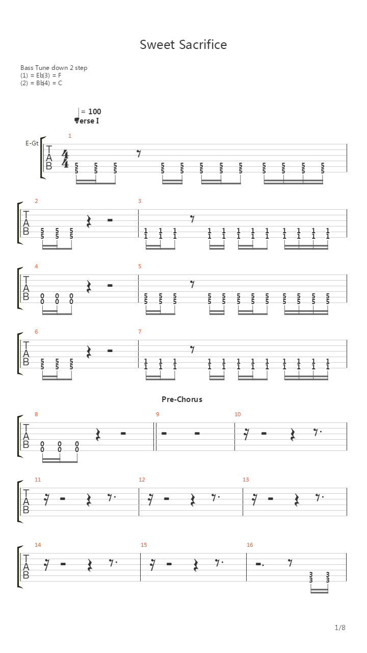 Sweet Sacrifice吉他谱