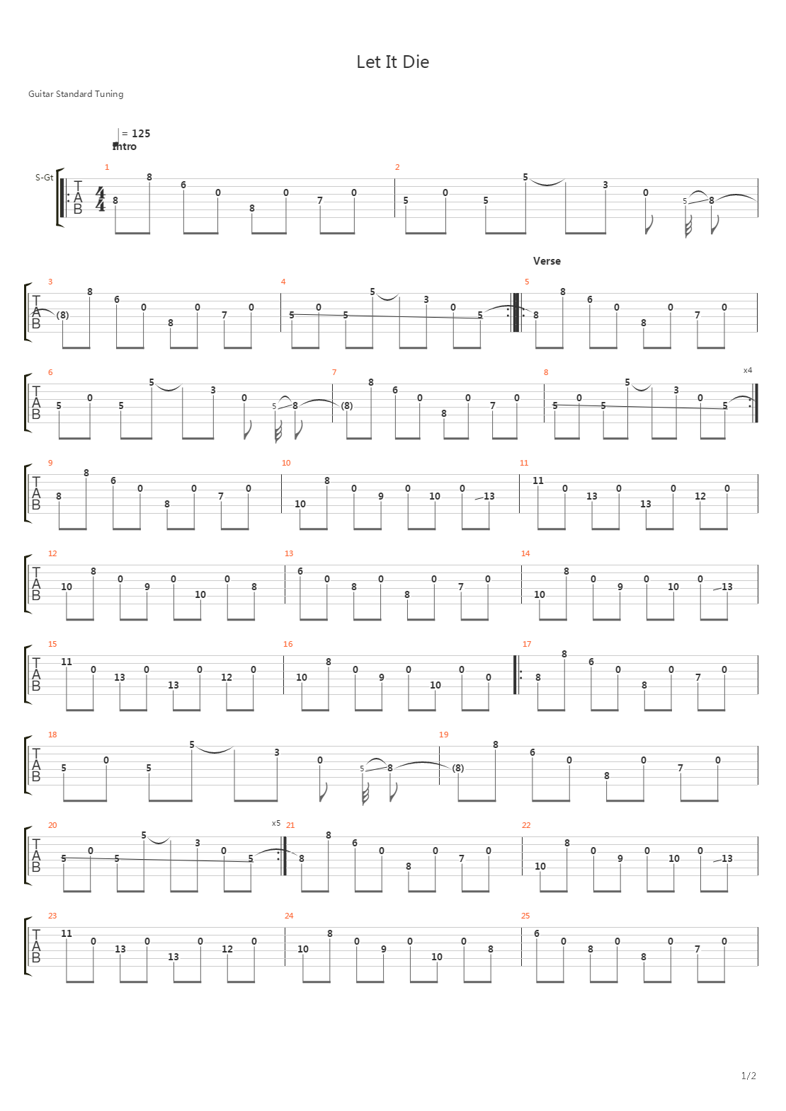 Let It Die吉他谱