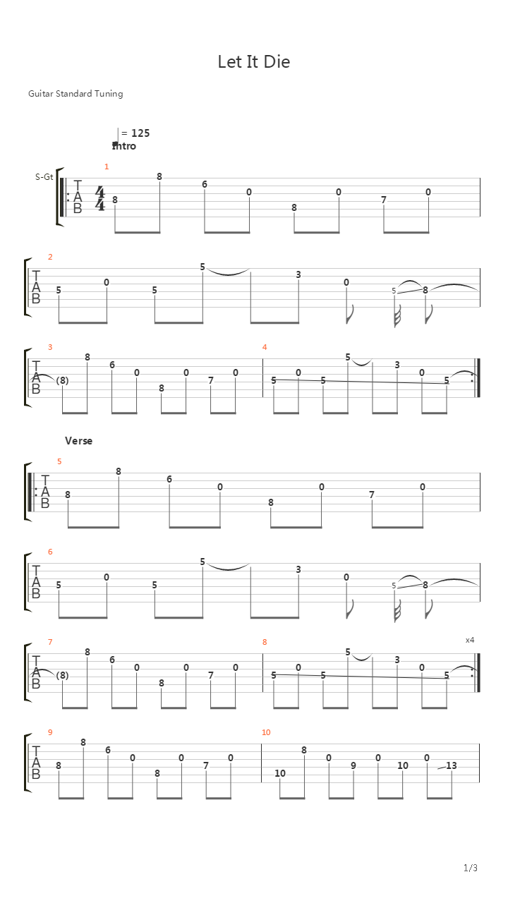 Let It Die吉他谱