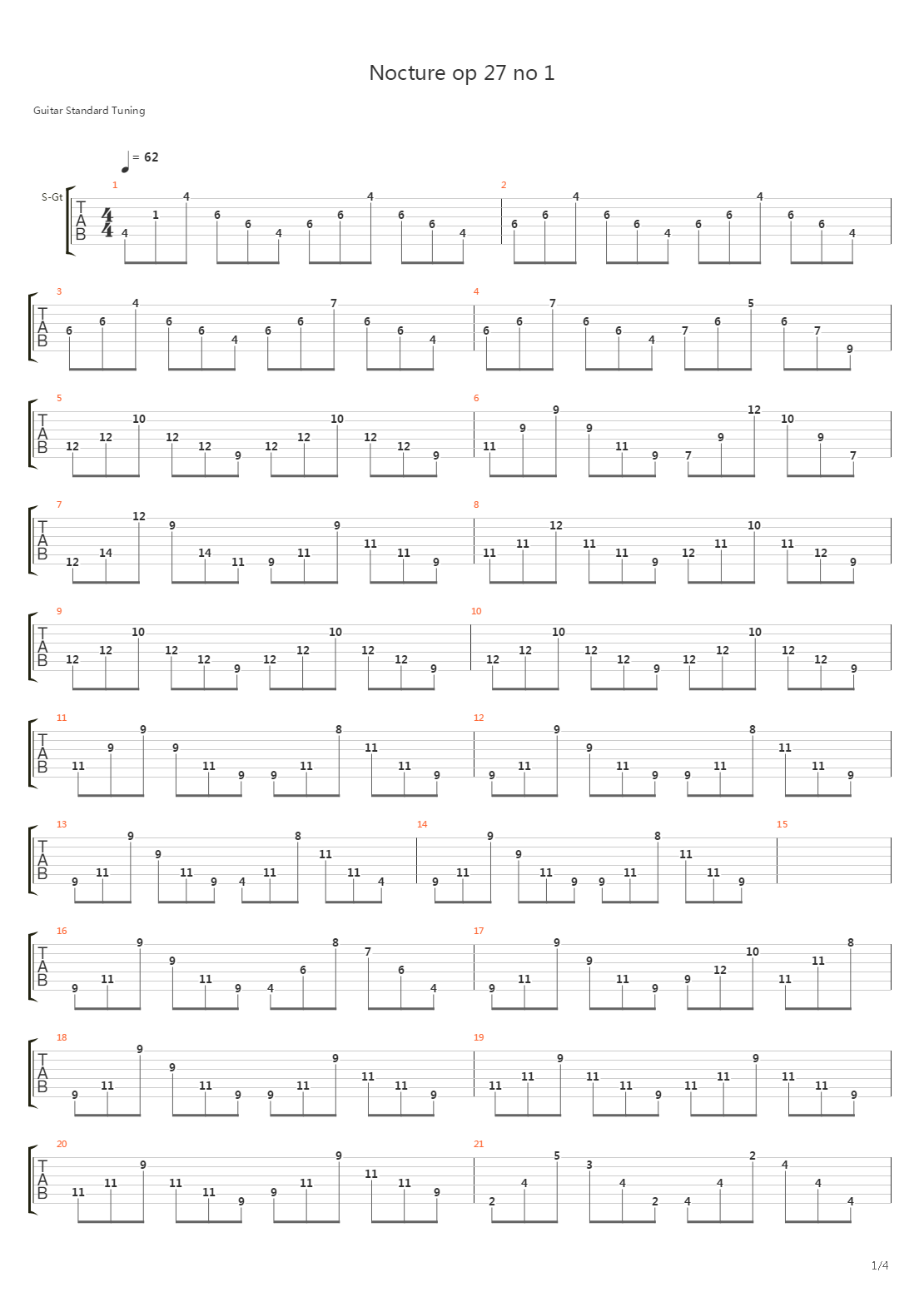 Nocturne In C Minor Op 27 No 1吉他谱