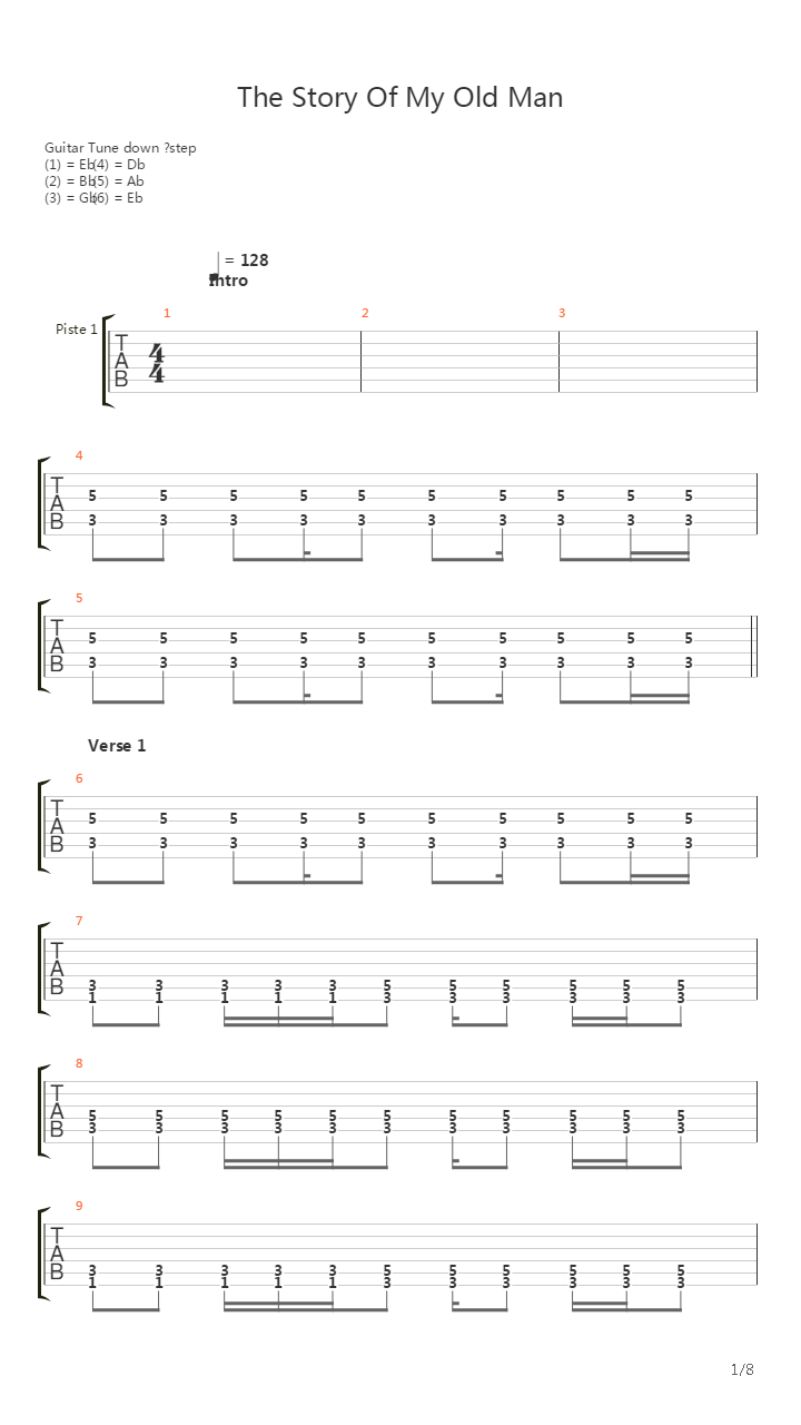 The Story Of My Old Man吉他谱