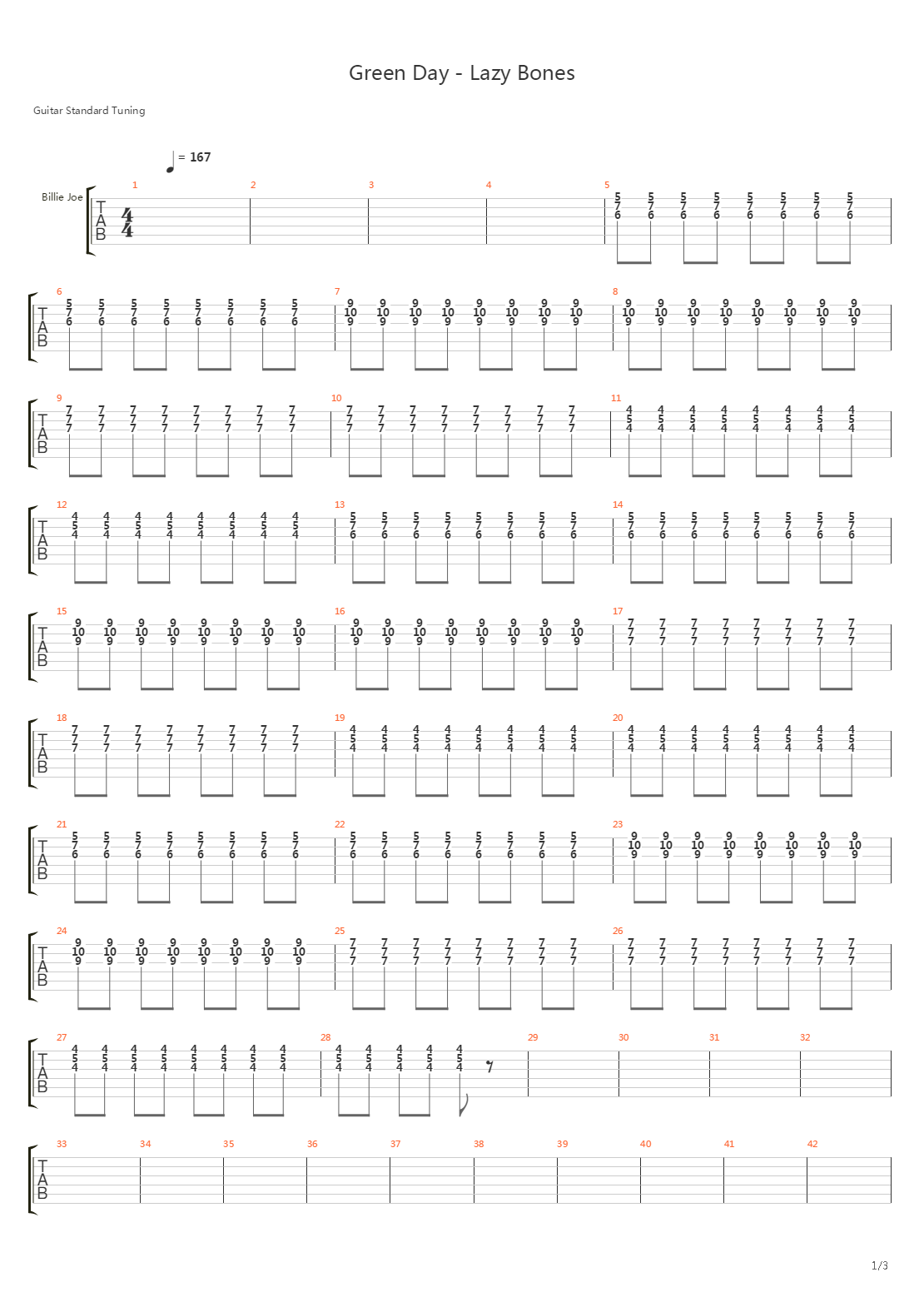 Lazy Bones吉他谱