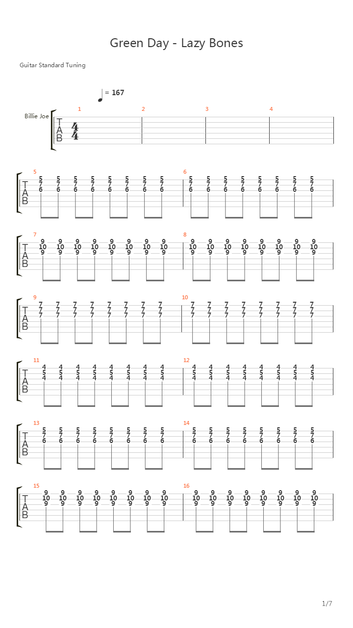 Lazy Bones吉他谱