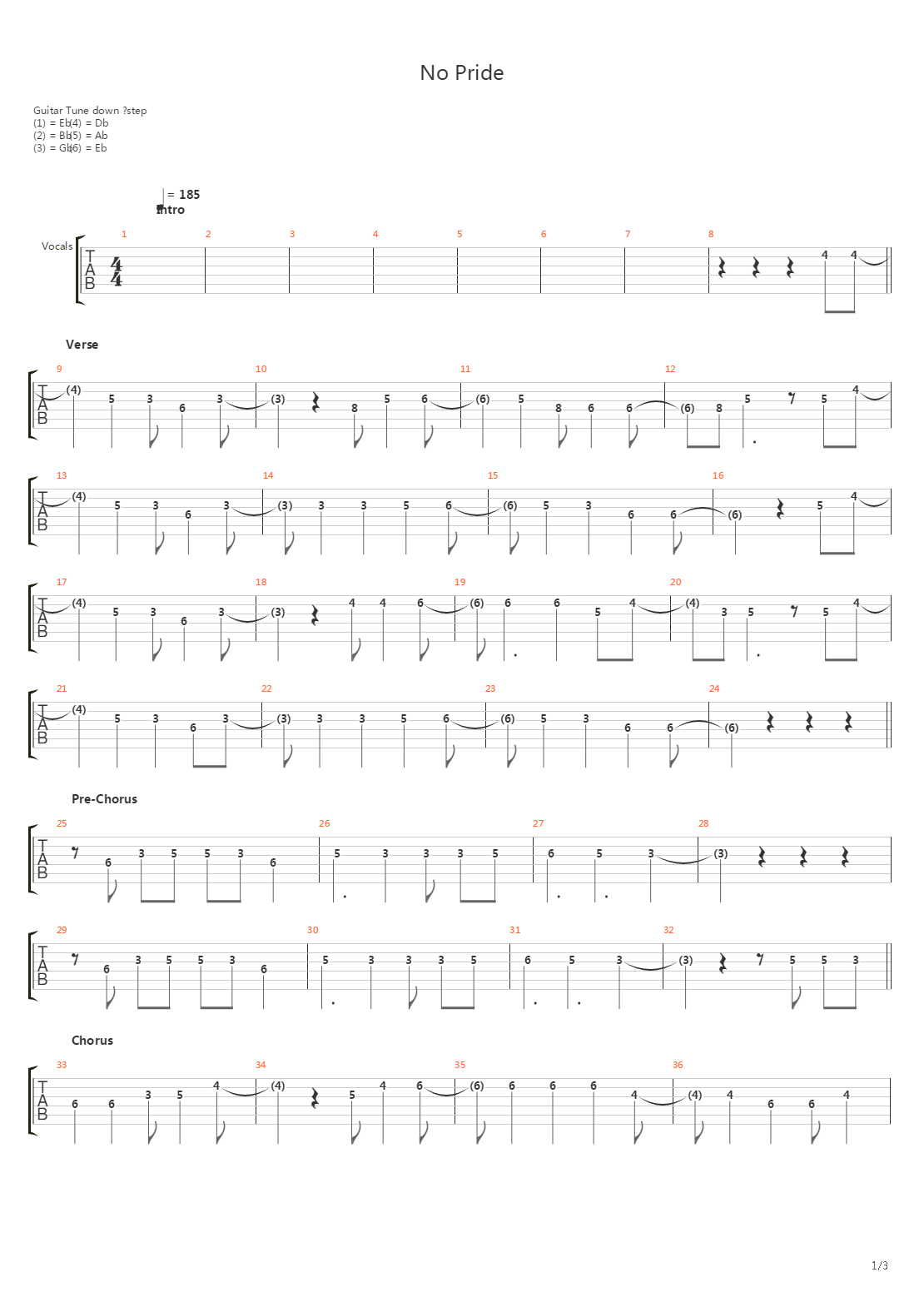 No Pride吉他谱