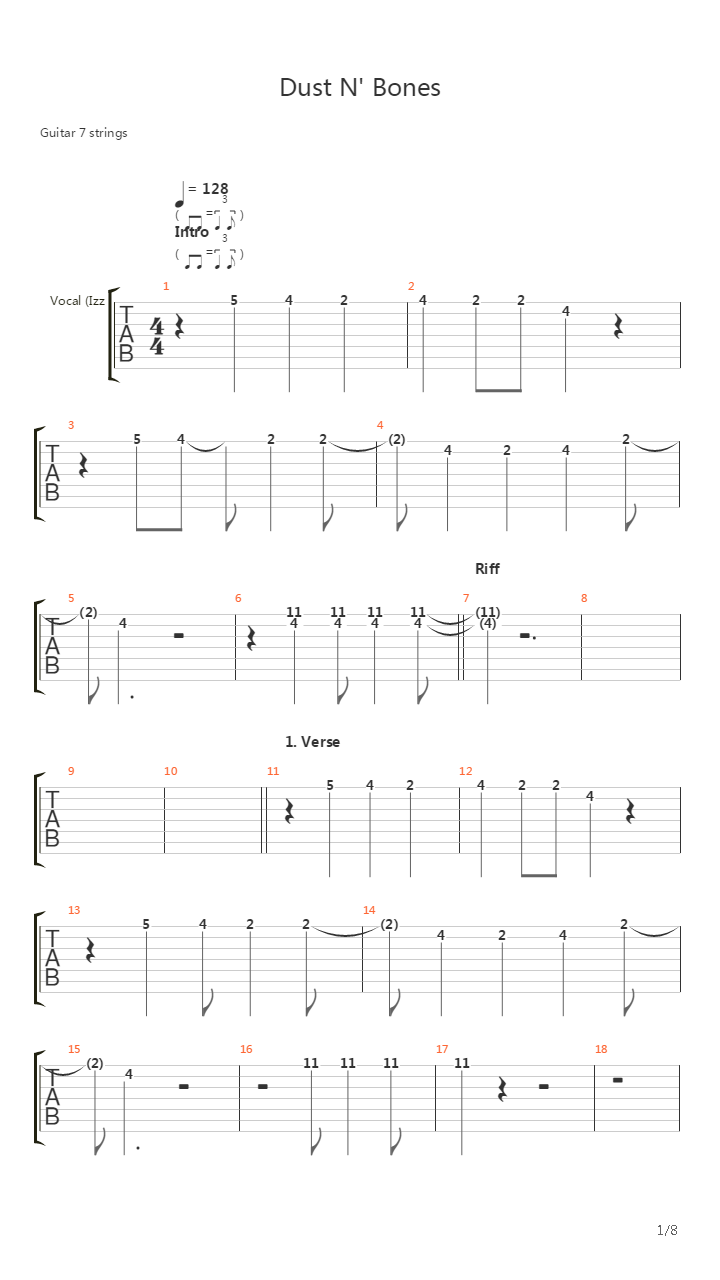 Dust N Bones吉他谱