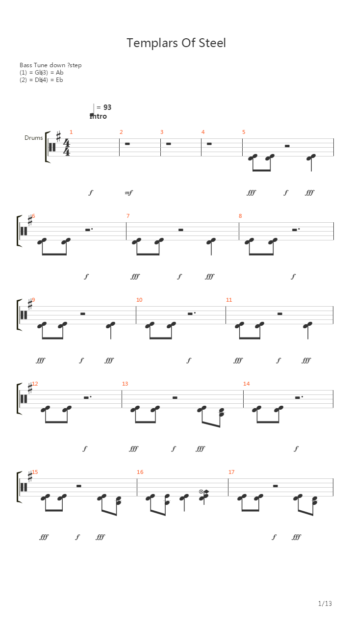 Templars Of Steel吉他谱