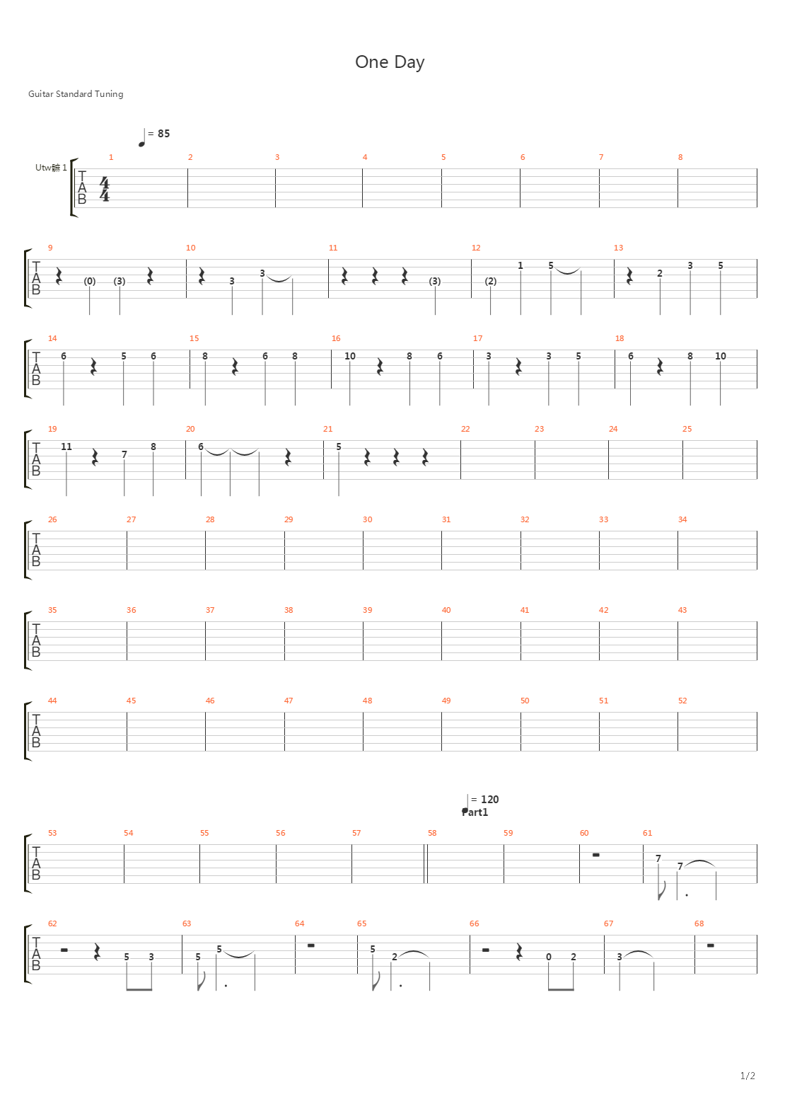 One Day吉他谱