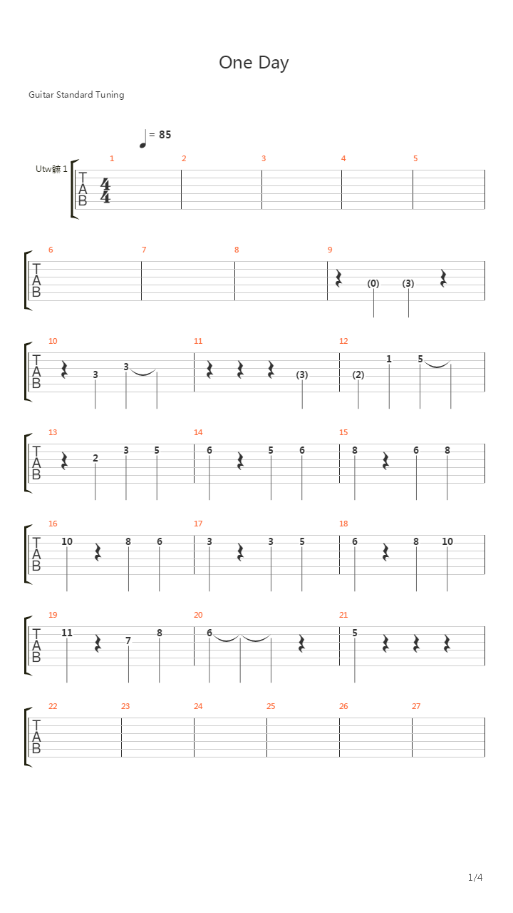 One Day吉他谱