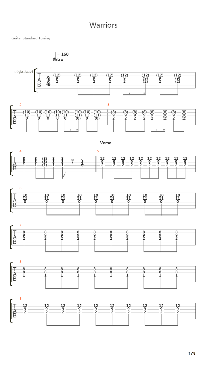 Warriors吉他谱