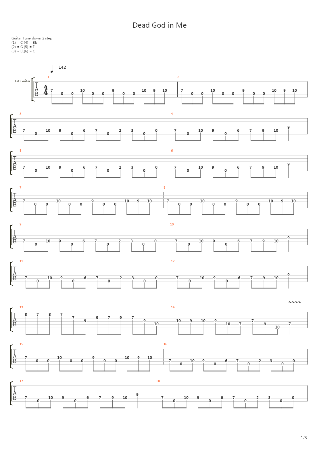Dead God In Me吉他谱