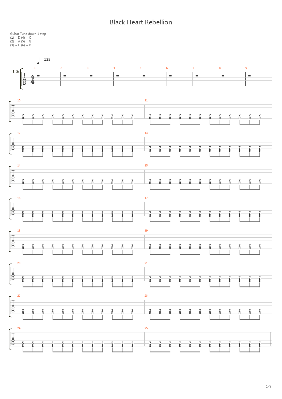 Black Heart Rebellion吉他谱