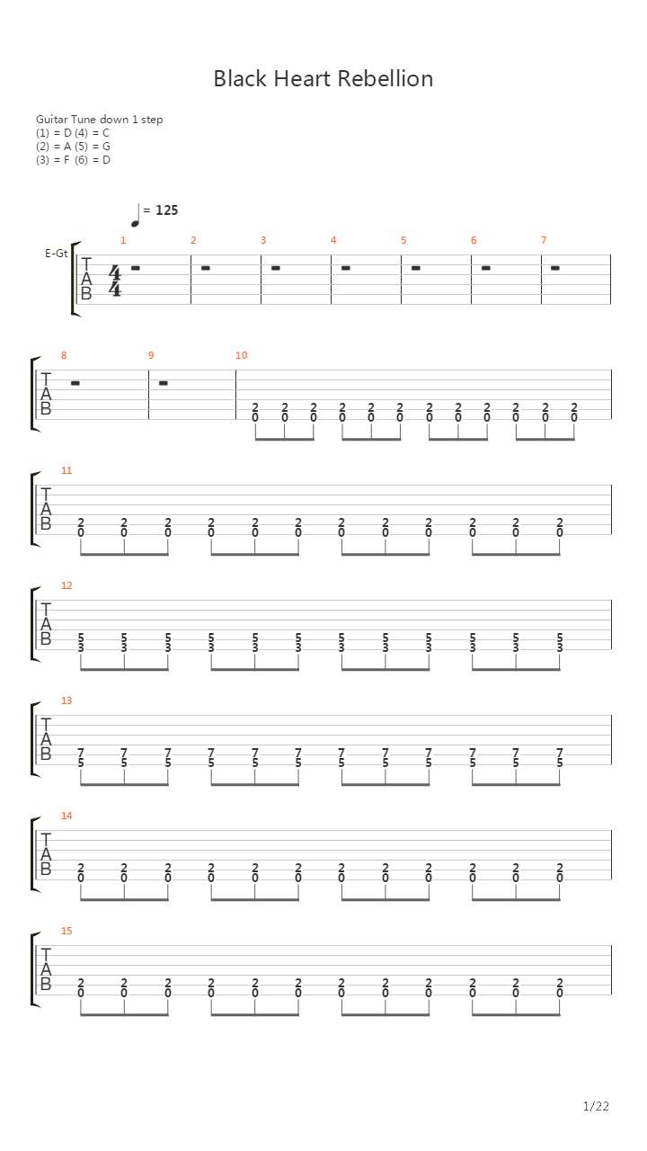 Black Heart Rebellion吉他谱