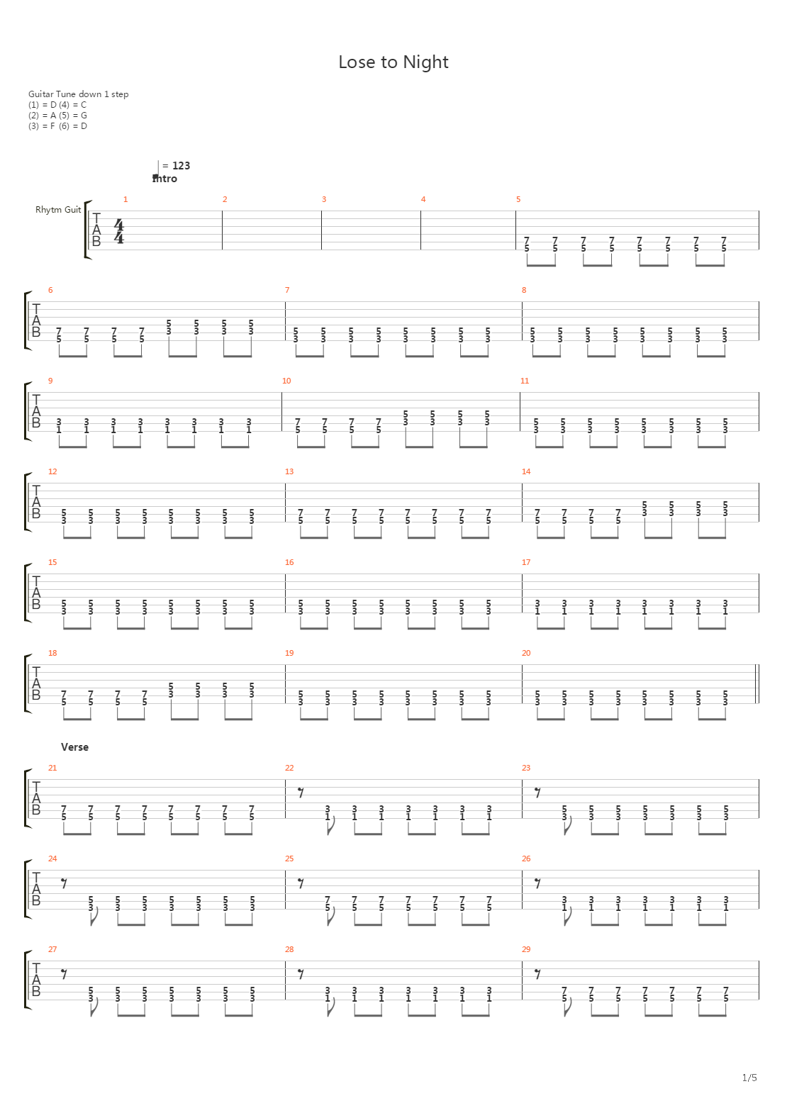 Lose To Night吉他谱