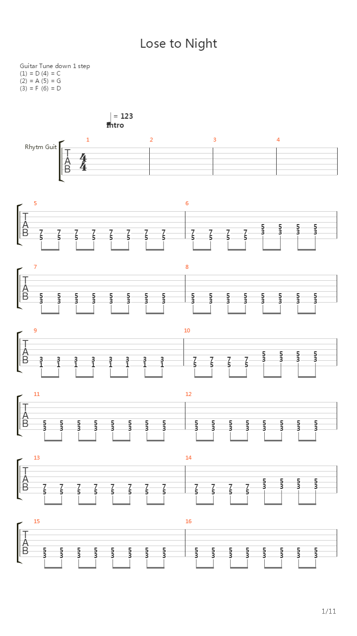 Lose To Night吉他谱