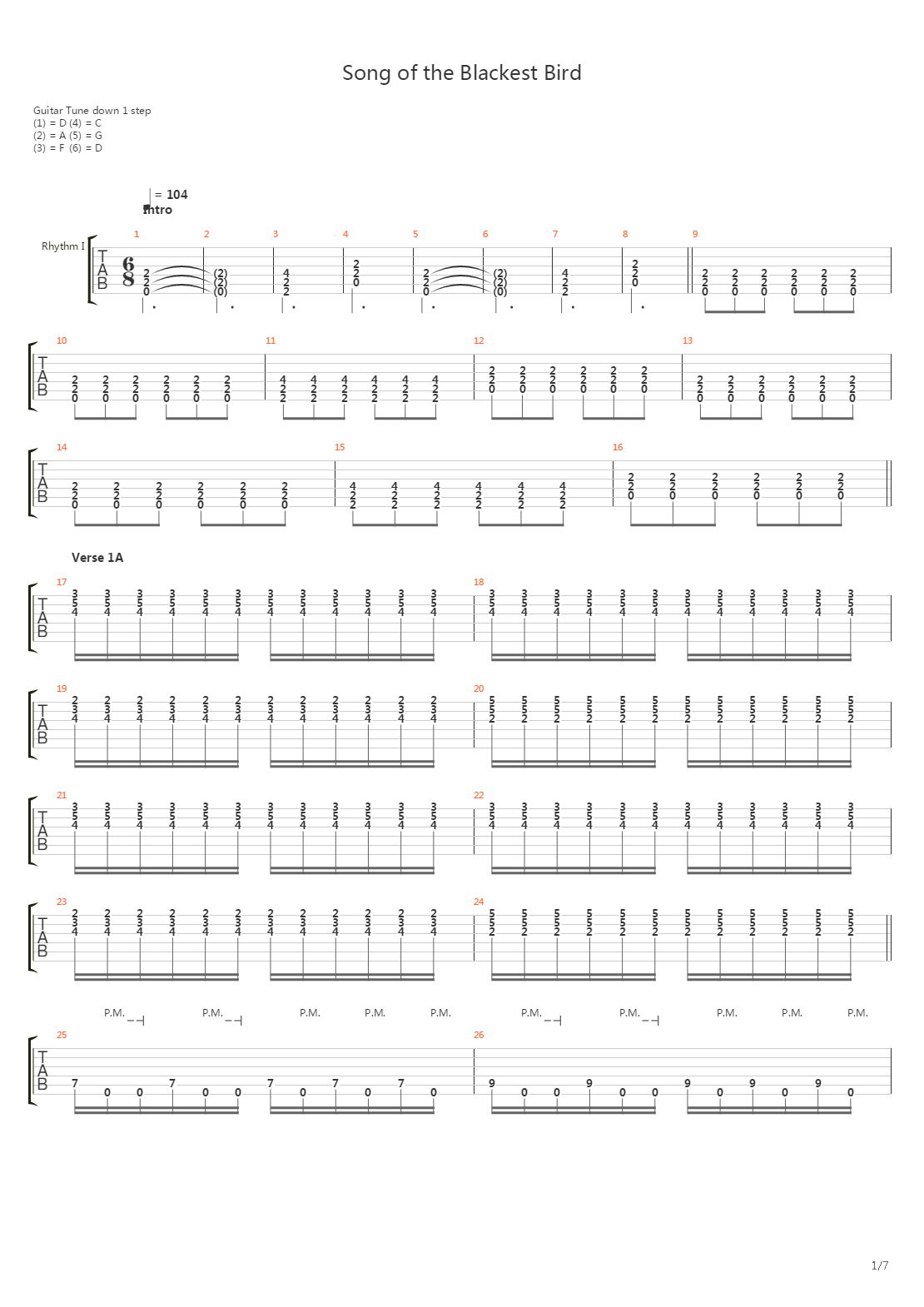Song Of The Blackest Bird吉他谱