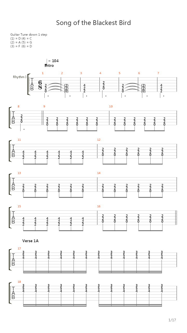 Song Of The Blackest Bird吉他谱