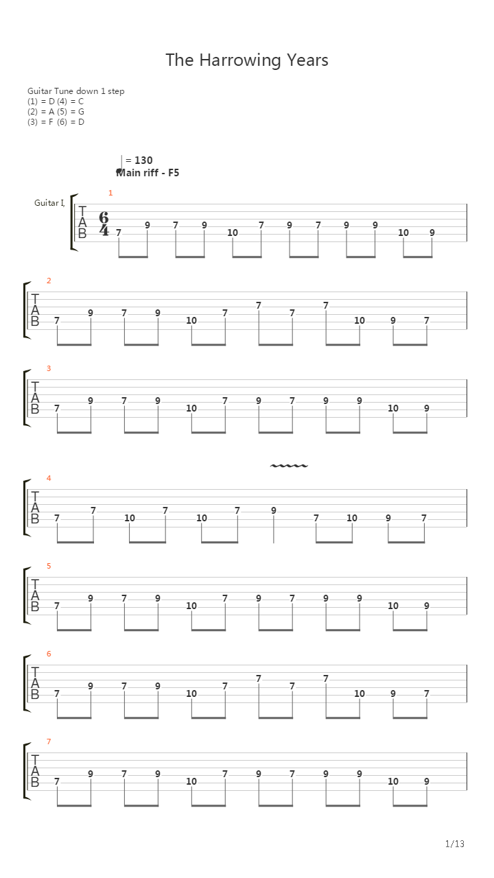 The Harrowing Years吉他谱