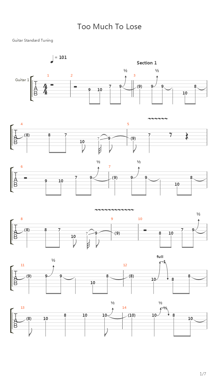Too Much To Lose吉他谱
