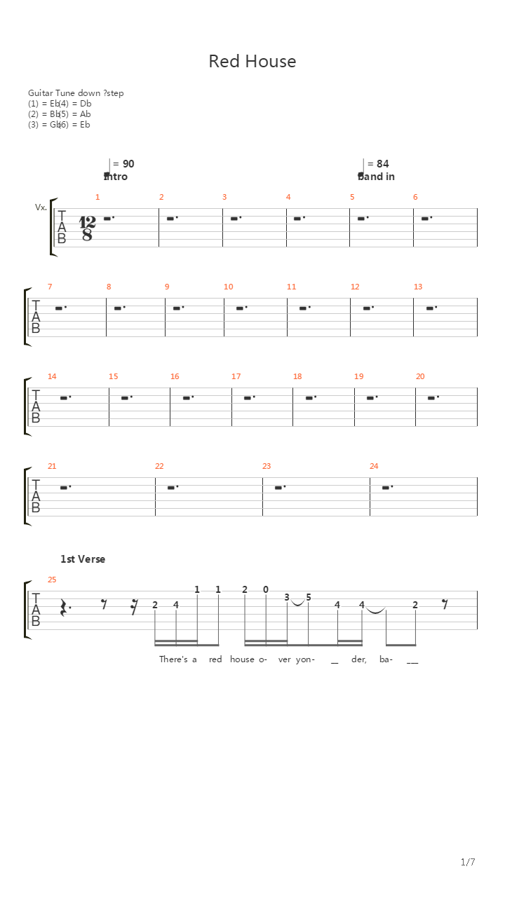 Red House Woodstock吉他谱