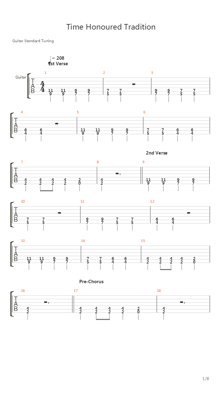 Time Honoured Tradition吉他谱