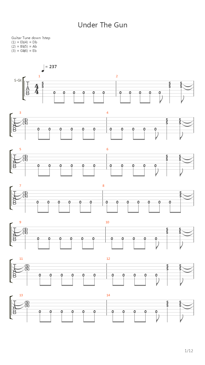 Under The Gun吉他谱
