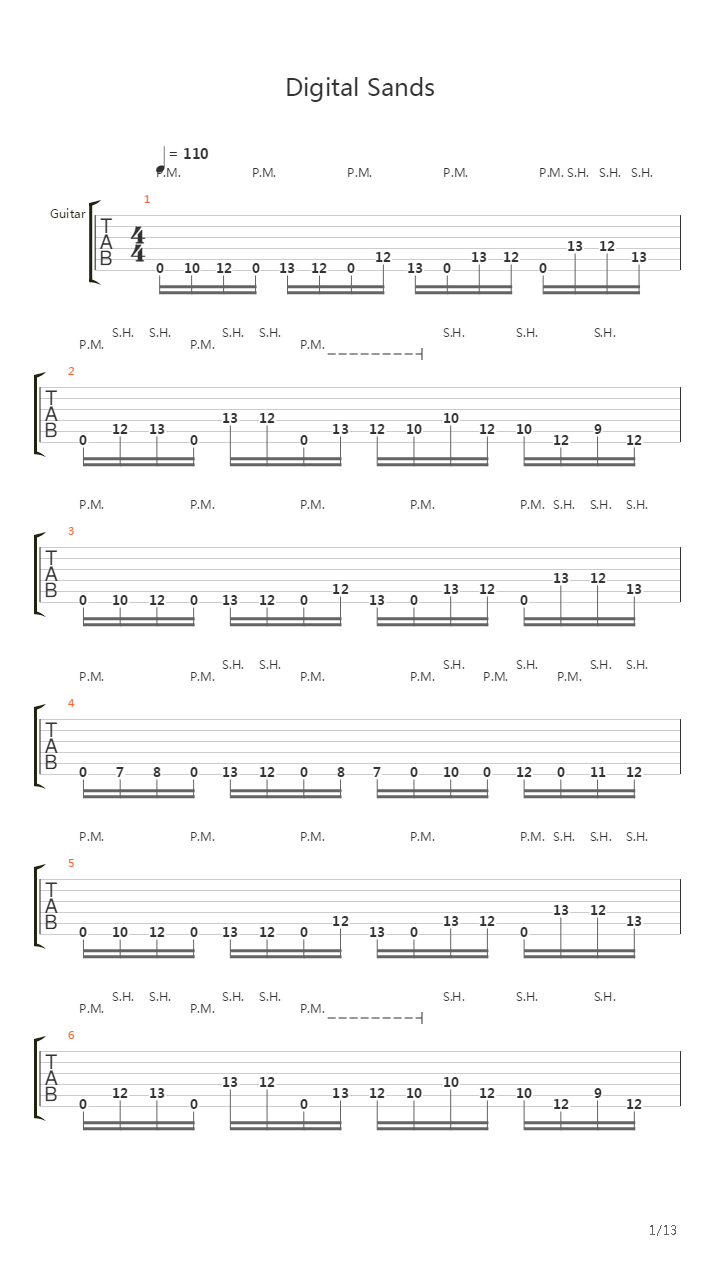 Digital Sand吉他谱