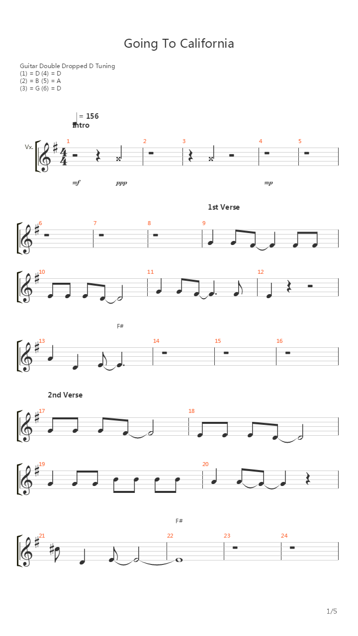 Going To California吉他谱