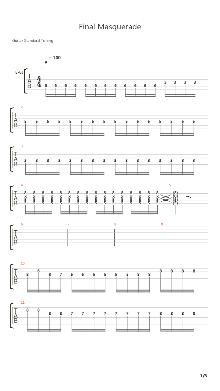Final Masquerade吉他谱