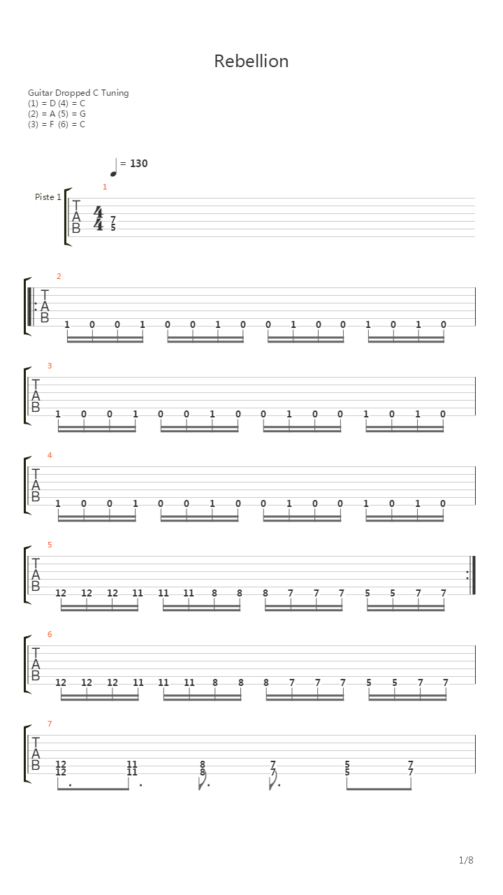 Rebellion吉他谱