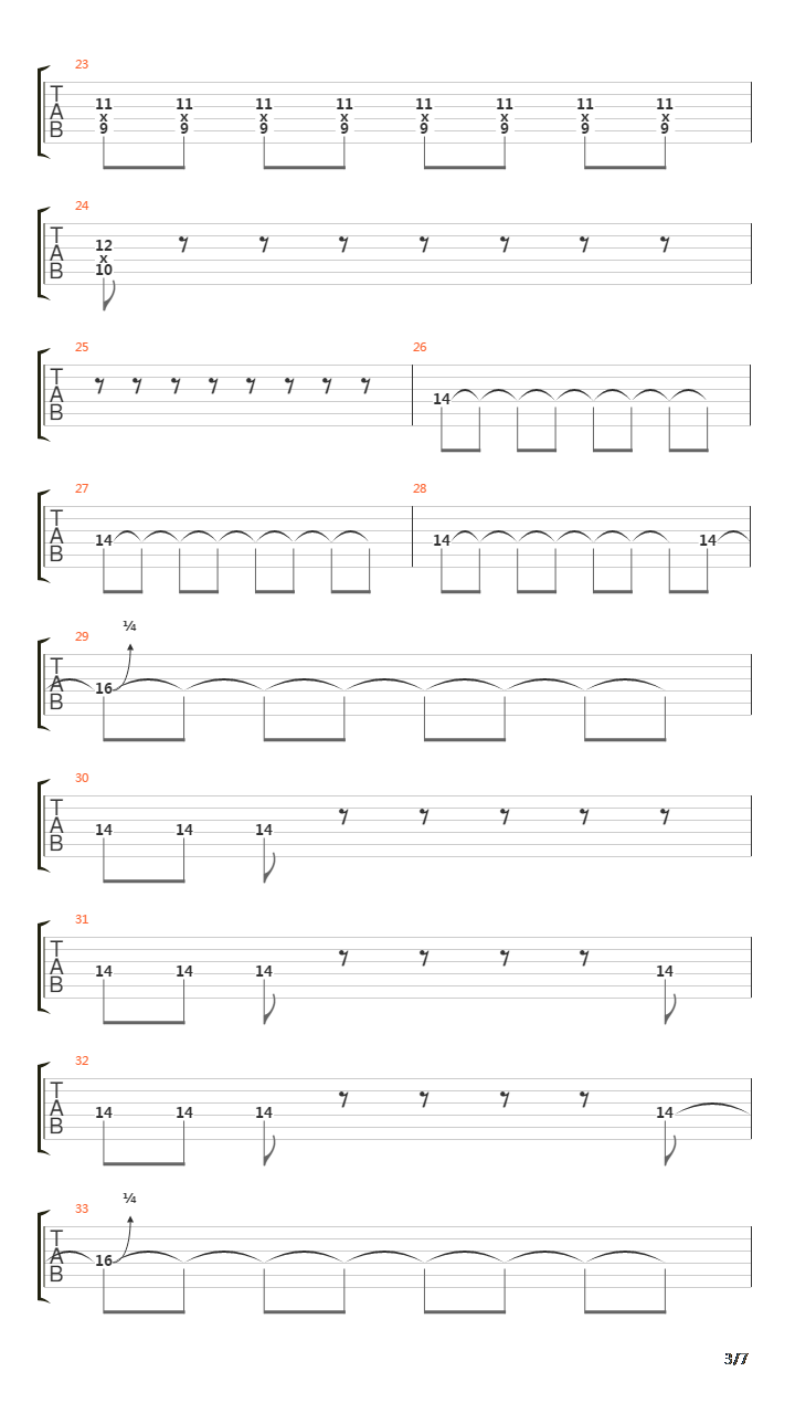 War吉他谱