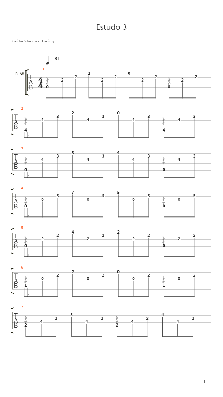 Op 60 Study No 3 In A吉他谱