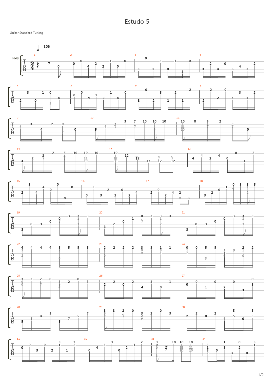 Op 60 Study No 5 In G吉他谱